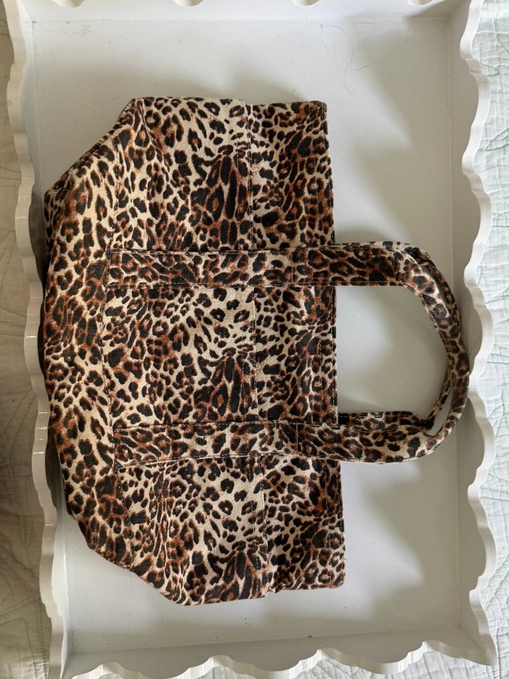Zara Leopard Print Small Canvas Tote